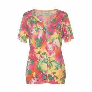 Vintage Floral Short Sleeve Button-Front Knit Cardigan